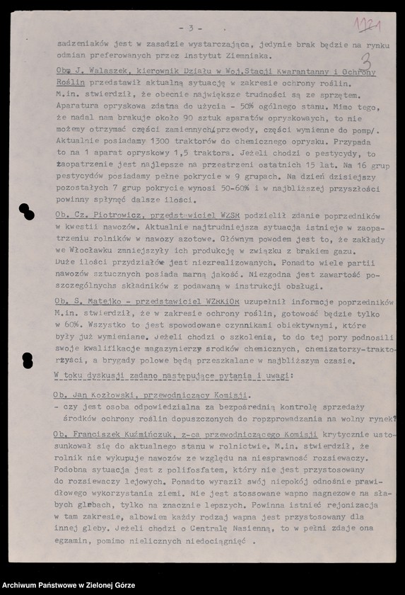 Obraz 6 z jednostki "Protokóły z posiedzeń Komisji Rolnictwa, Gospodarki Żywnościowej i Leśnictwa Wojewódzkiej Rady Narodowej w Zielonej Górze; Nr 1 - 8"