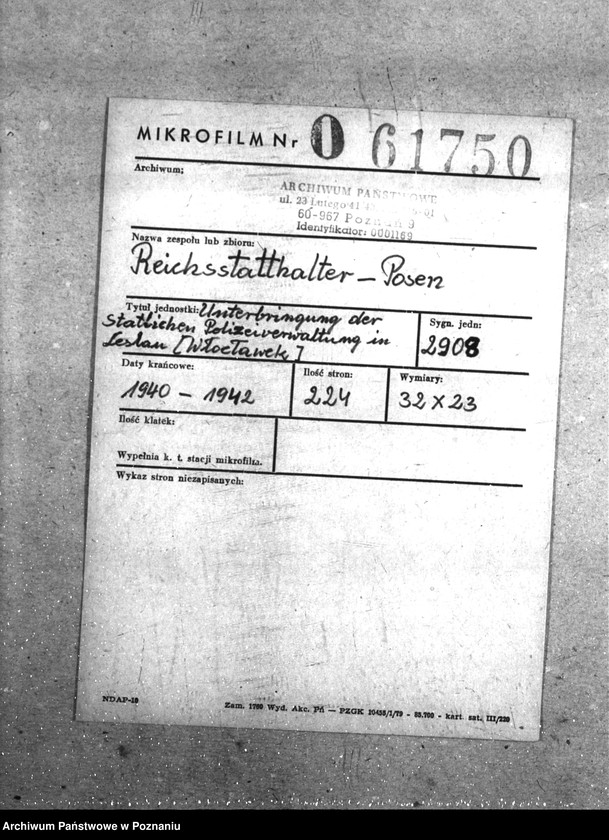 Obraz 2 z jednostki "Unterbringung der Staatlichen Polizeiverwaltung in Leslau (Włocławek)"