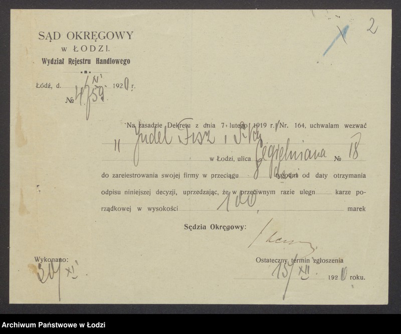 Obraz 4 z jednostki "Judel Fisz, Fajtel Berman- Judel Fisz i S-ka- wyrób i sprzedaż manufaktury"