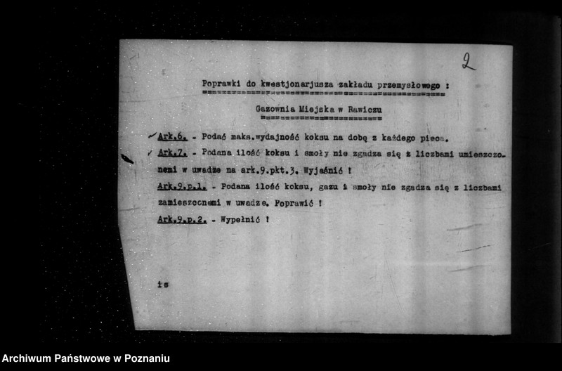 Obraz 6 z jednostki "Kwestionariusz Elektrowni Miejskiej w Rawiczu"