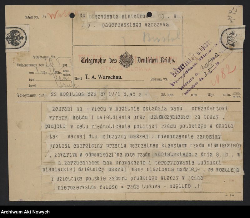 image.from.unit.number "Hołdy; listy, depesze, adresy, od instytucji, organizacji, osób prywatnych"