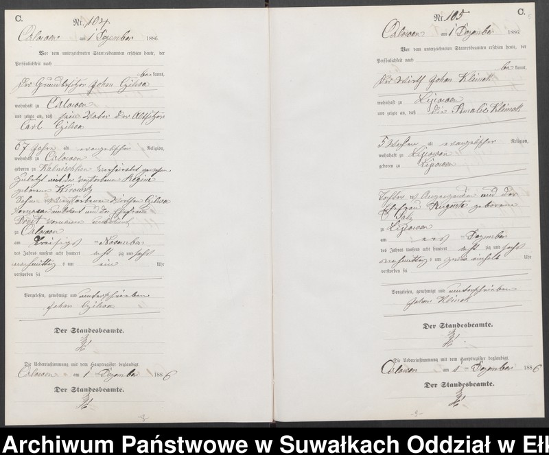 image.from.unit.number "Sterbe-Neben-Register des Preussischen Standes-Amtes Orlowen Kreis Loetzen für das Jahr 1886 [Tom II]"