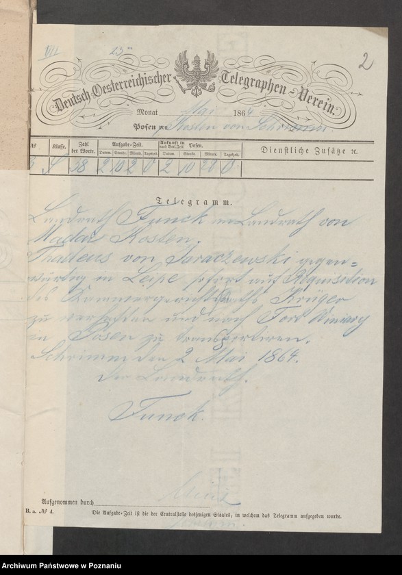 Obraz 5 z jednostki "Acta generalia des Oberpäsidialkommissars Landrat von Madai zu Kosten betreffend die Verfolgung der polnisch-revolutionären Umtriebe im Kreise Kosten /Kościan/."