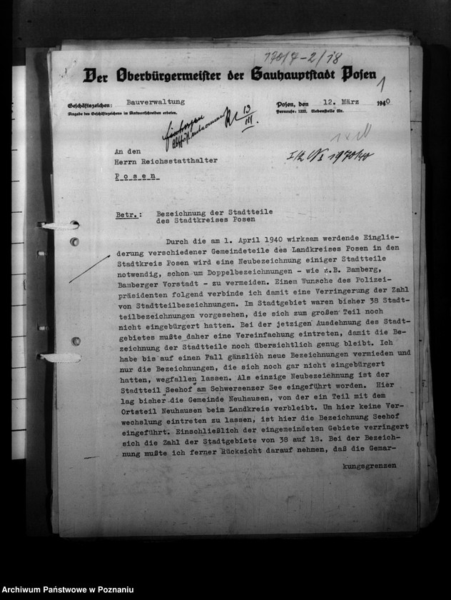 Obraz 5 z jednostki "Ortsnamenänderung - Posen- Stadt (miasto Poznań)"