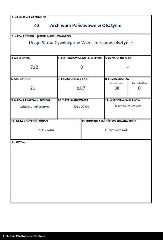 Obraz 1 z jednostki "Geburts-Haupt-Register Nr 1 - 86"