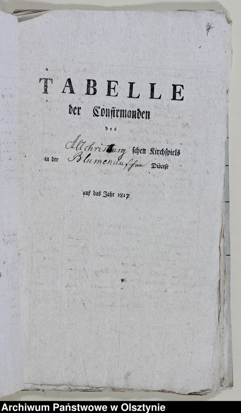 image.from.unit.number "Tabelle der Confirmanden des Alt Christburgschen Kirchspiel in der Blumenauschen Diözese 1814-1818, 1821-1822, 1825-1826, 1840, 1842, 1944-1845"