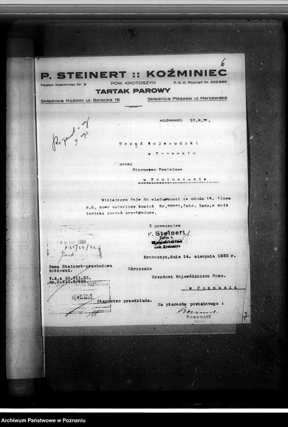 image.from.unit.number "Zatwierdzenie budowy tartaku Emmy Steinert w Koźminie pow. krotoszyński"