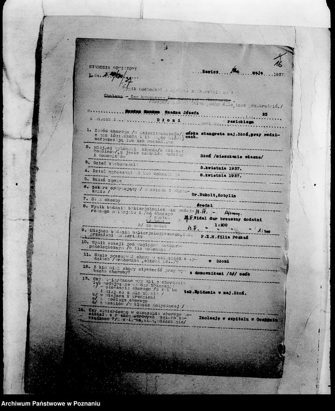 Obraz 20 z jednostki "/Wynik dochodzeń w sprawie zachorzenia na dur brzuszny/"