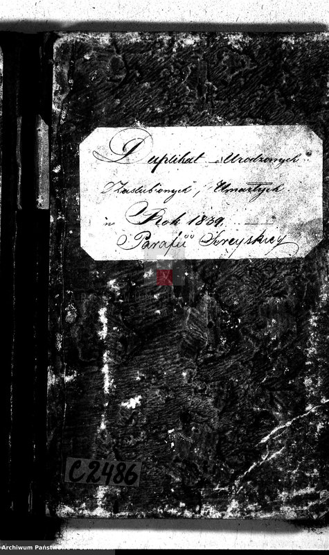 image.from.unit.number "Duplikat urodzonych, zaślubionych i zmarłych w 1839 parafii sereyskiey"