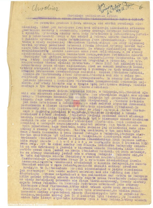 Obraz 16 z jednostki "Relacje i wspomnienia dotyczące powstania wielkopolskiego: 1. Chodzież, powiat Chodzież, województwo poznańskie."