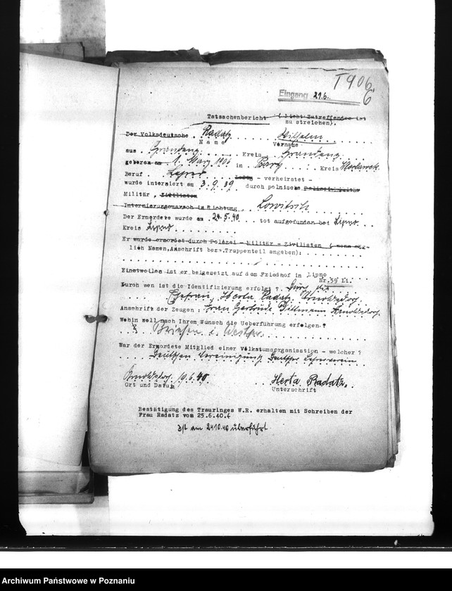 Obraz 10 z jednostki "Wykazy miejscowych Niemców, którzy zginęli w 1939 roku Q - R"