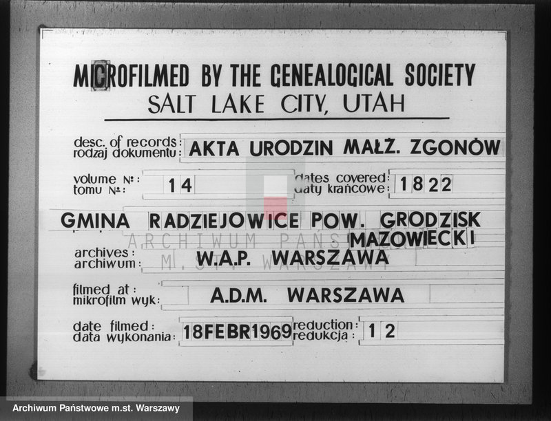 Obraz 1 z jednostki "Akta urodzeń, małżeństw, zgonów"