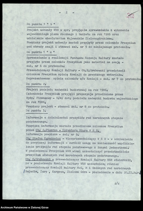 Obraz z jednostki "Protokóły z posiedzeń Prezydium Wojewódzkiej Rady Narodowej w Zielonej Górze; Nr 34 - 35"