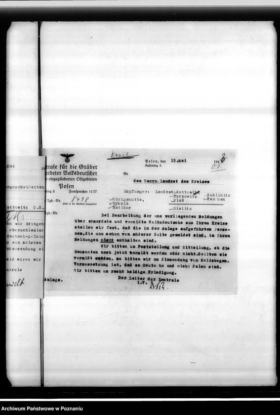 Obraz 7 z jednostki "Korespondencja w sprawie osób narodowości niemieckiej zaginionych w 1939 roku"