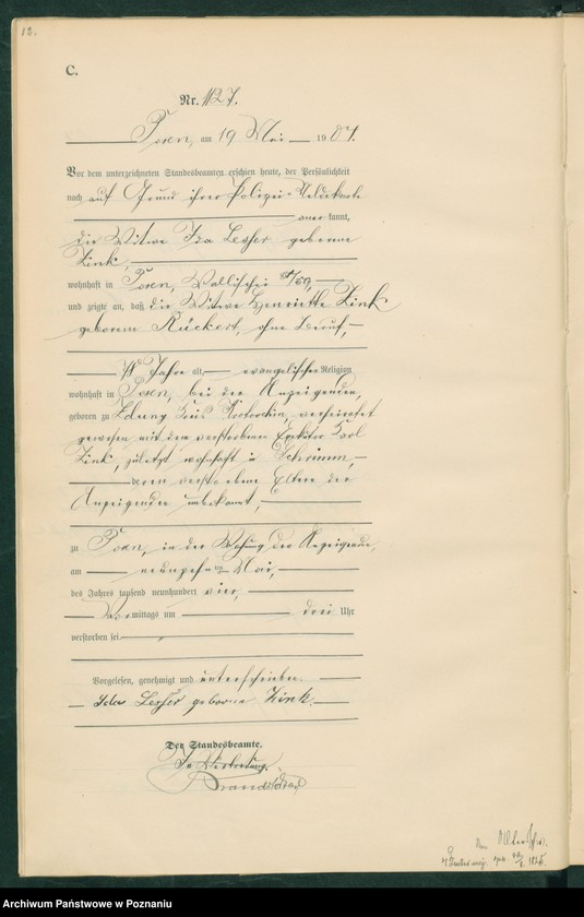 Obraz 14 z jednostki "Księga miejscowa zgonów tom III"