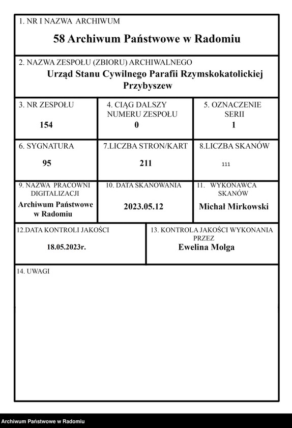 image.from.unit.number "[Duplikat akt urodzonych, zaślubionych i zmarłych parafii Przybyszew w 1920 roku]"