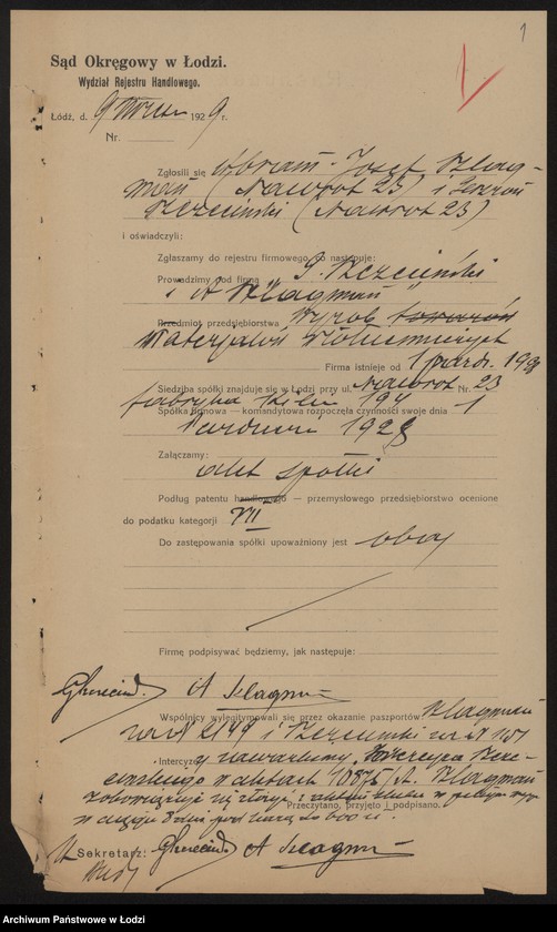 Obraz 3 z jednostki "Abram Josef Szlagman, Gerszon Szczeciński – wyrób materiałów włókienniczych"