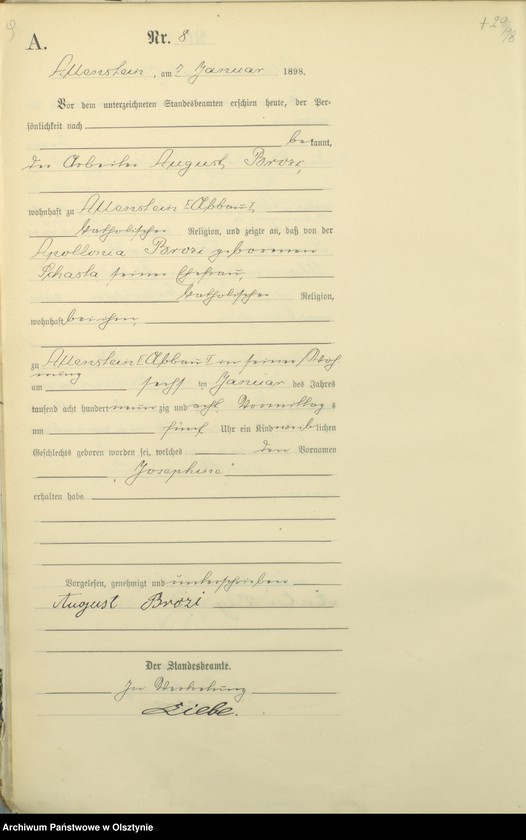 image.from.unit.number "Geburts-Haupt-Register Tom I,Nr 1 - 399"