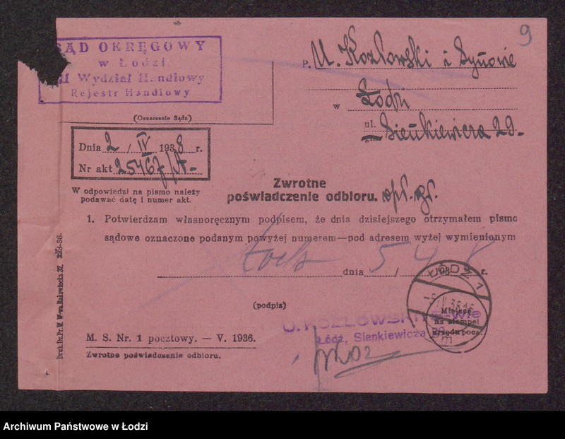 Obraz 11 z jednostki "Uszer Chemia Kozłowski, Fiszel Kozłowski, Mojsze Józef Kozłowski- sprzedaż szmat i odpadków"