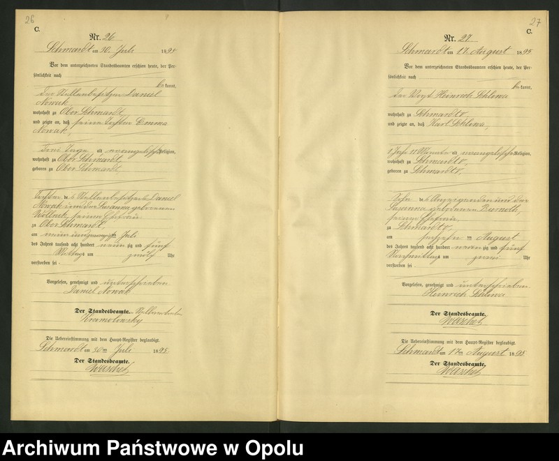image.from.unit.number "Sterbe-Neben-Register Standesamts Schmardt pro 1895"