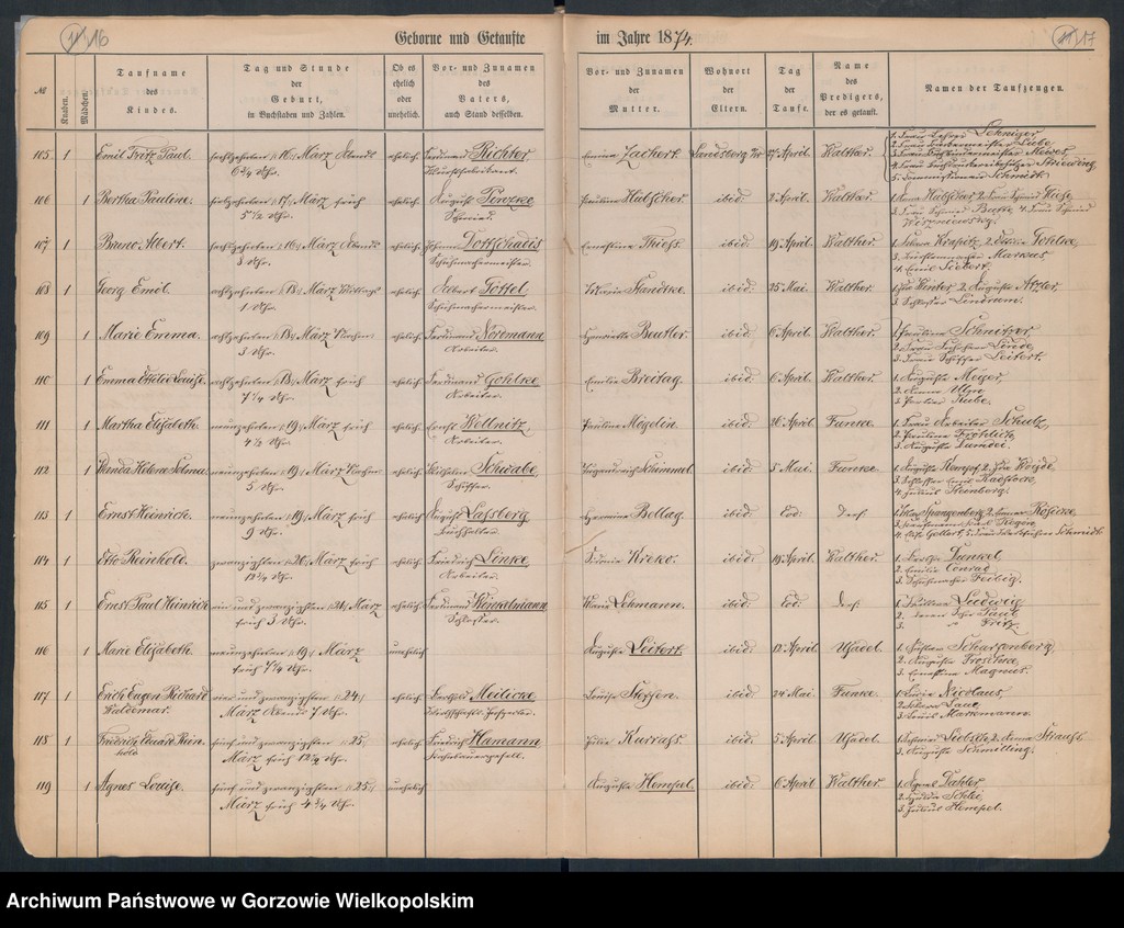 image.from.unit.number "Duplikate der Hauptkirche Landsberg an der Warthe (zawiera także Concordienkirchen-Gemeinde in Verbindung mit der reformirten und Militair-Gemeinde dotyczących zgonów w 1874 r.)"
