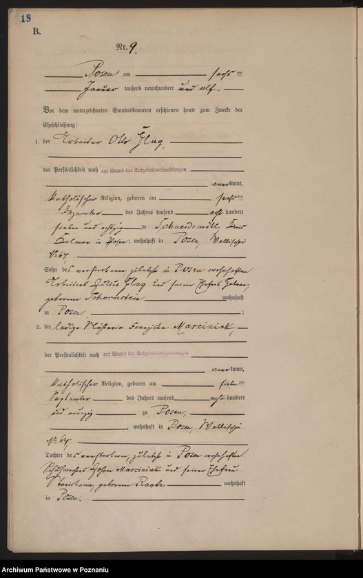 Obraz 18 z jednostki "Księga miejscowa małżeństw tom I [Rejestr główny małżeństw]"