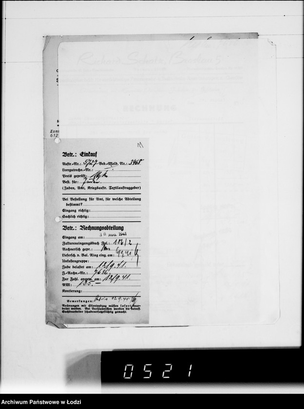 Obraz 15 z jednostki "Diverse Sch-Z [rachunki za dostawy towarów spoza Getta]"