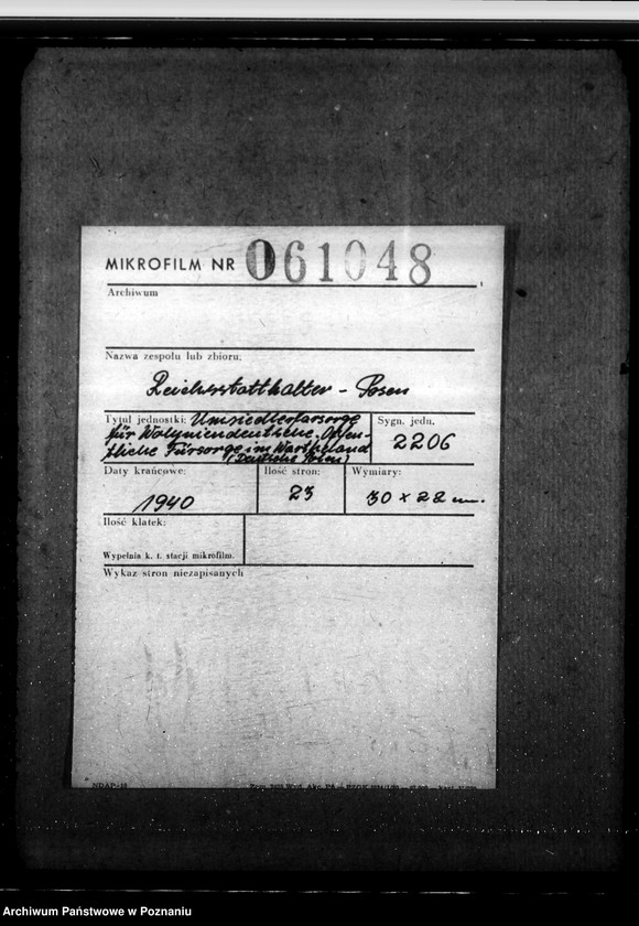 Obraz 2 z jednostki "Umsiedlerfürsorge für Wolyniendeutsche. Öffentliche Fürsorge im Wartheland - Deutsche, Polen"