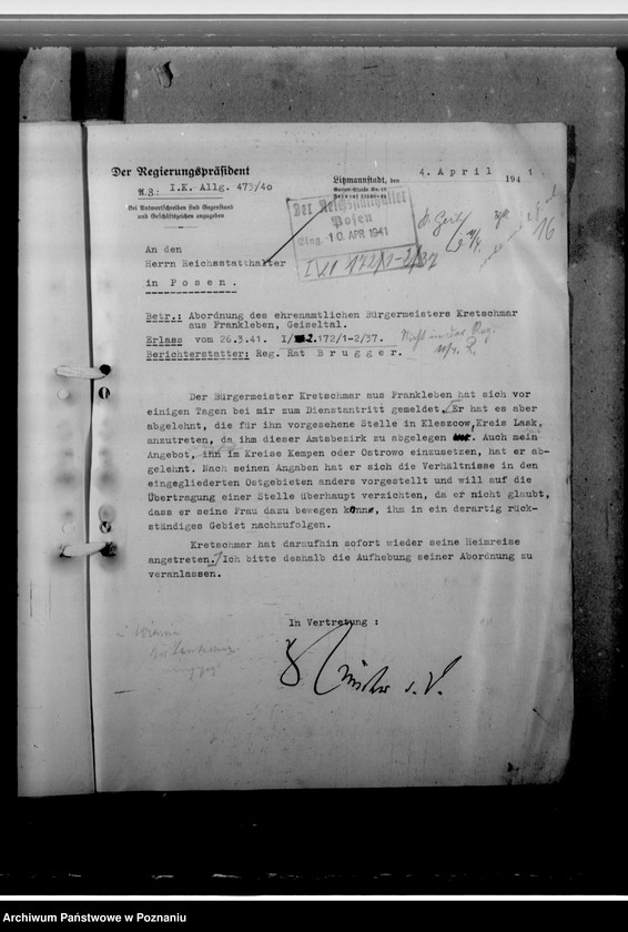 Obraz 20 z jednostki "Kretschmar, Alfred - komisarz obwodowy"