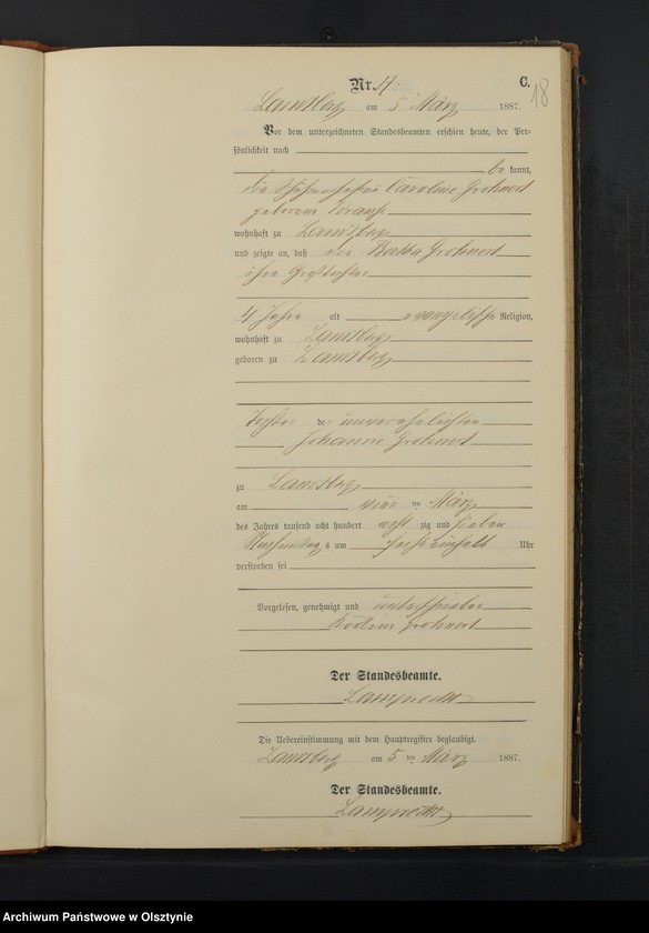 image.from.unit.number "Sterbe-Neben-Register Nr 1 - 71"