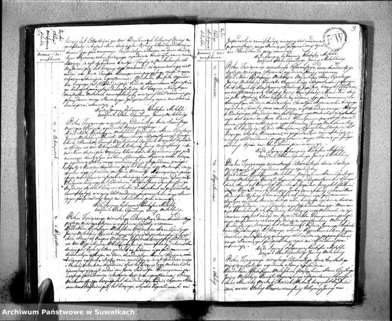 Obraz 4 z jednostki "Księgo Aktów Urodzenia Urzędnika Stanu Cywilnego Gminy Metelskiey Powiatu Seyneńskiego Departamentu Łomżyńskiego od 1 Stycznia Tysiąc Osimset Czternastego Roku 1814"