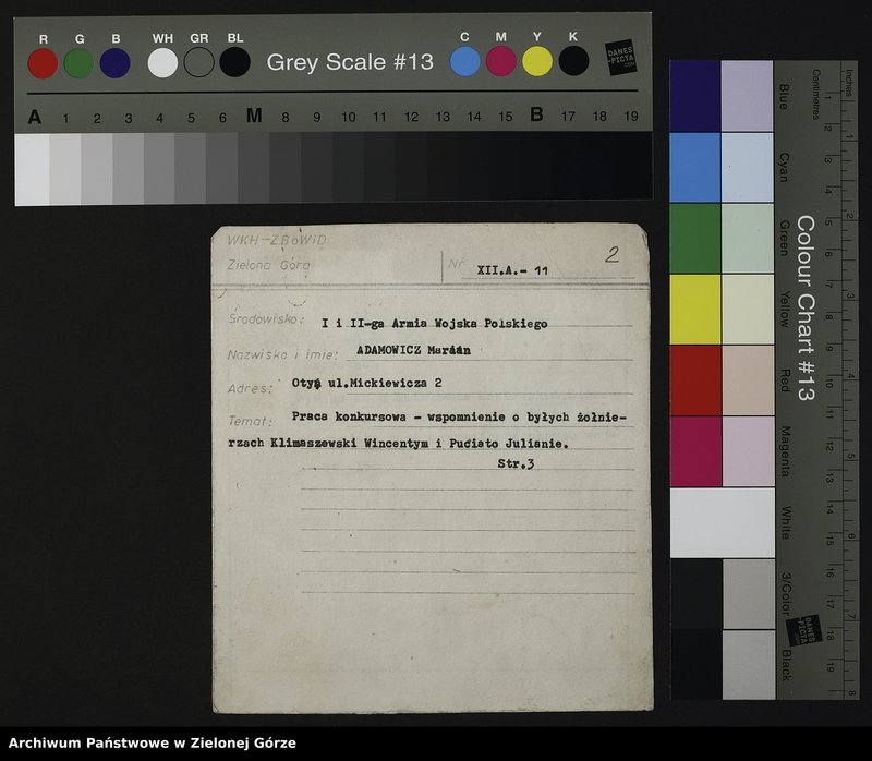 image.from.unit.number "Kartoteka członków ZBoWiD dotycząca relacji kombatantów biorących udział w walkach I i II Armii Wojska Polskiego - XII"