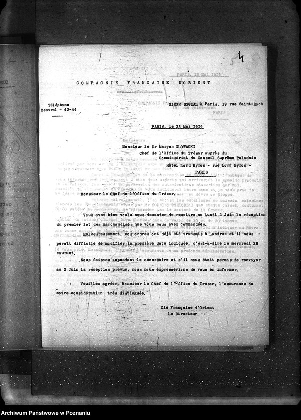 Obraz 9 z jednostki "[Różne papiery i korespondencje dot. Spraw załatwianych przez polskich przedstawicieli handlowych w Paryżu]"