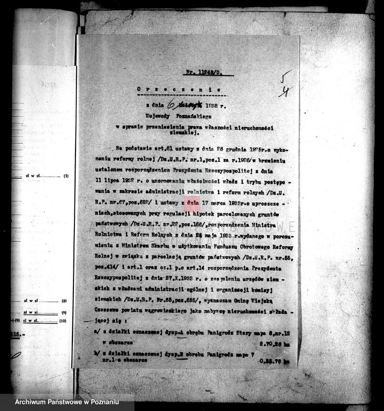 Obraz 12 z jednostki "Przewłaszczenie ziem dotacyjnych Panigródz powiat wągrowieckiego"