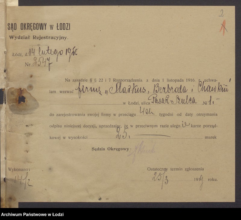 Obraz 4 z jednostki "Józef Markus i Jakób Chawkin- fabryka towarów bawełnianych"