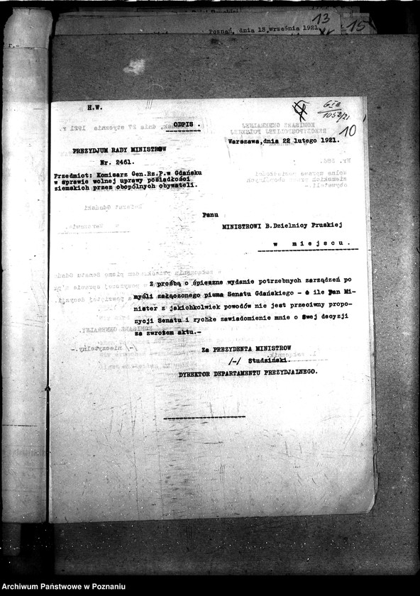 Obraz 14 z jednostki "Sprawy szczegółowo-administracyjne Układ polsko - gdański"