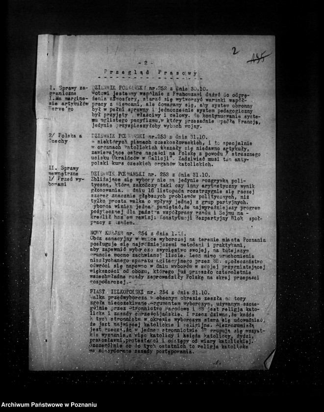 Obraz 6 z jednostki "Sprawozdania tygodniowe z życia społeczno-politycznego i z życia mniejszości narodowych za okres od 31 października do 27 listopada 1930 r."