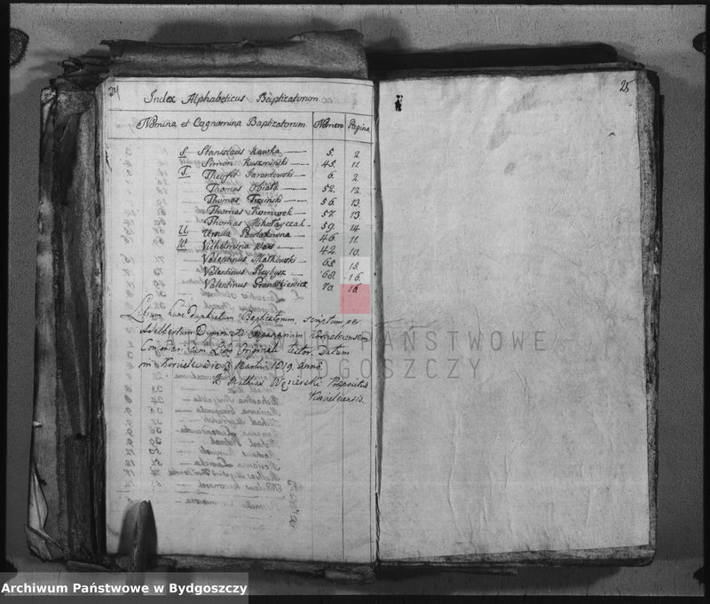 image.from.unit.number "Duplicate der Kirchen Bücher von Kościelec"