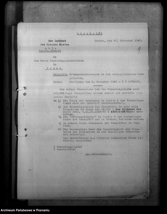 Obraz 5 z jednostki "Ortsnamenänderung Kreis Kosten - Kościan"