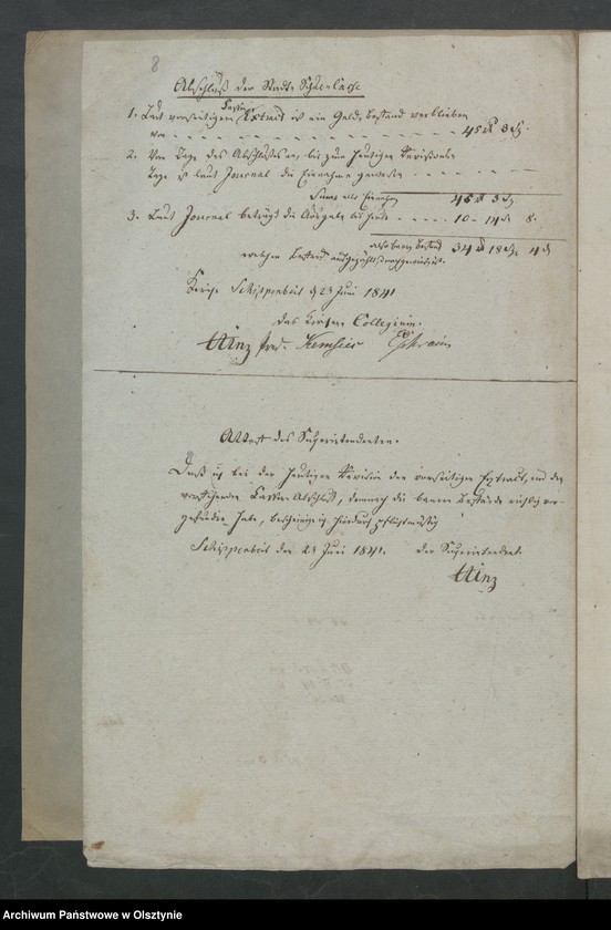 image.from.unit.number "Extrakte aus der Jahresrechnung der Land-Schul-Kasse zu Schippenbeil"