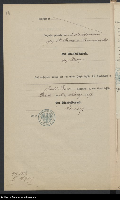 Obraz 20 z jednostki "Die von den Verlobten zum Aufgebot beigebrachten Urkunden pro 1878"