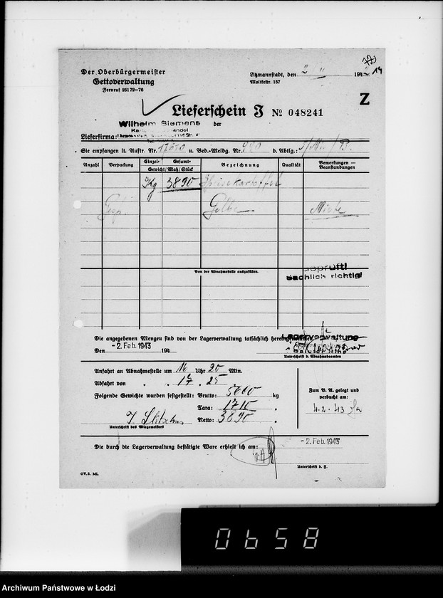 Obraz 18 z jednostki "Lebensmitteleinkauf. Aufträge, [Lieferscheinen und Rechnungen] 17593-17610 [Dostawa ziemniaków do Getta]"