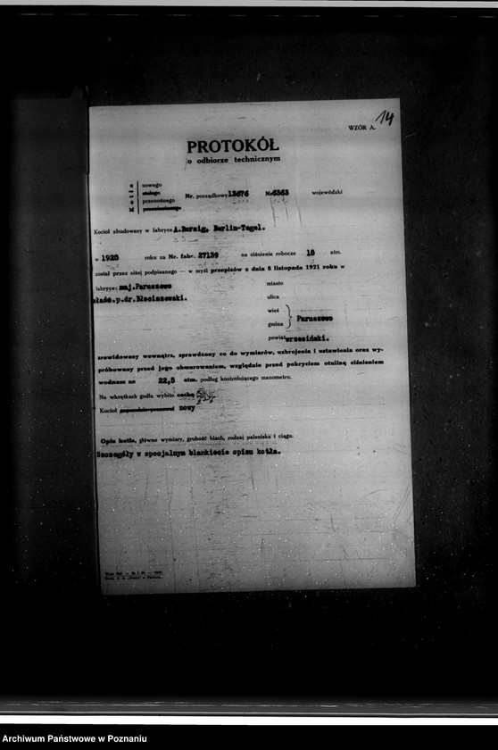 Obraz 19 z jednostki "Majątek Paruszewo powiat wrzesiński własność Dr Błociszewskiego nr woj. kotła 6363"