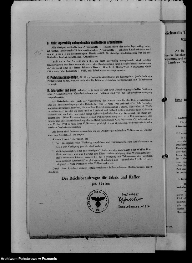 Obraz 19 z jednostki "Okólniki Bewirtschaftung von Tabakwaren"