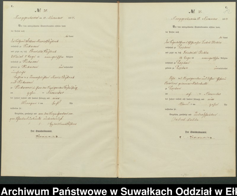 image.from.unit.number "Haupt-Sterbe-Register des Königlich Preussischen Standes-Amtes Landgemeinde Marggrabowa Kreis Oletzko"