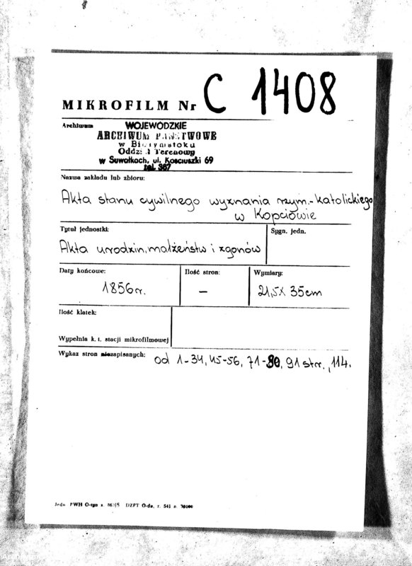 Obraz 3 z jednostki "Duplikat Parafii Kopciowo 1856"