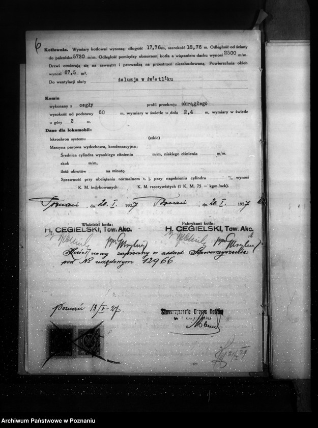 Obraz 10 z jednostki "H. Cegielski - T. A. Poznań nr woj. kotła 5953"