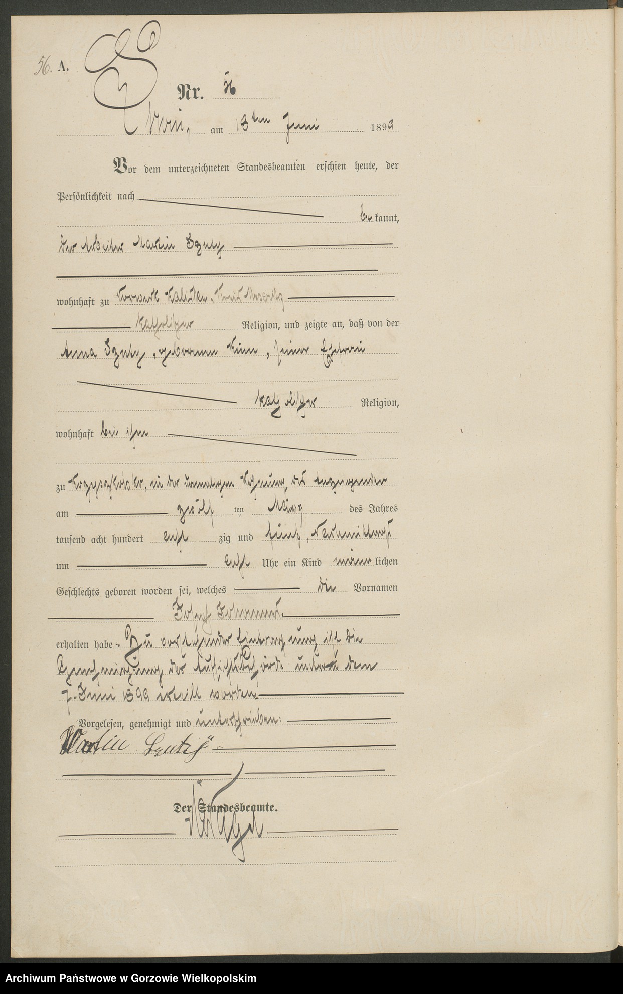 Skan z jednostki: Geburts Register