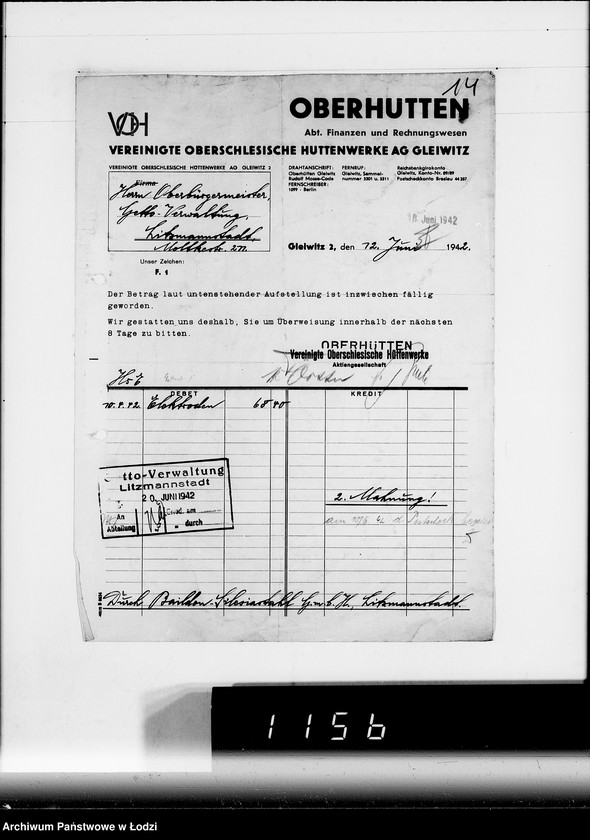 Obraz 18 z jednostki "V. [rachunki za dostawy towarów dla Getta]"