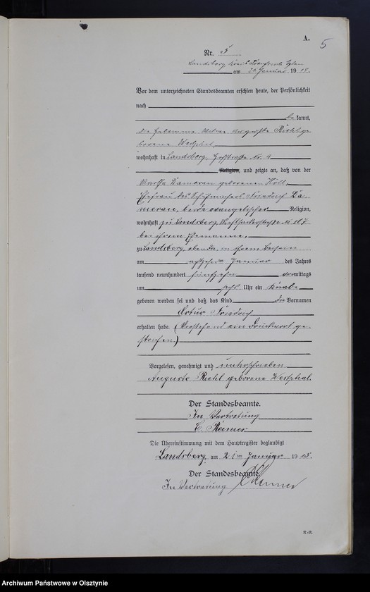 image.from.unit.number "Geburts-Neben-Register Nr 1 - 45 [ Księga urodzeń - wtóropis ]"